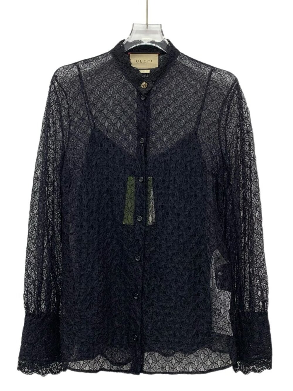 J30646 Gucci 22 styles black hollow floral embroidery shirt 40 L size new w/ tag